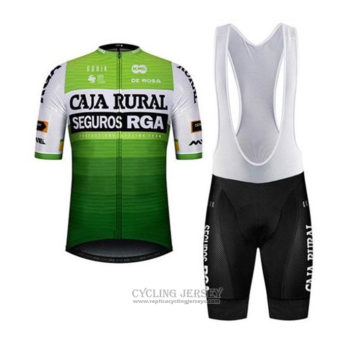 2020 Cycling Jersey Caja Rural White Green Short Sleeve And Bib Short